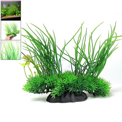 8" Green Artificial Plastic Plant Water Grass Aquarium Decor...