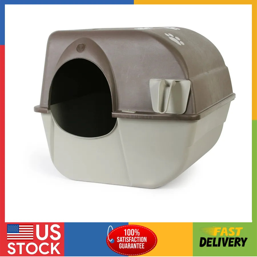Omega Paw Self-Cleaning Litter Box Large Brown Taupe