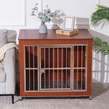 Wooden Stainless Steel Dog Cage Heavy Duty Pet Crate Kennel...