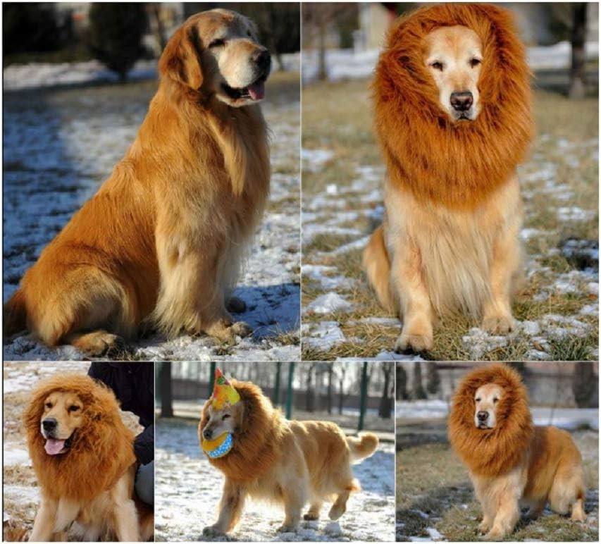 Lion Mane Costume for Dogs - Comfortable Halloween Wig with...