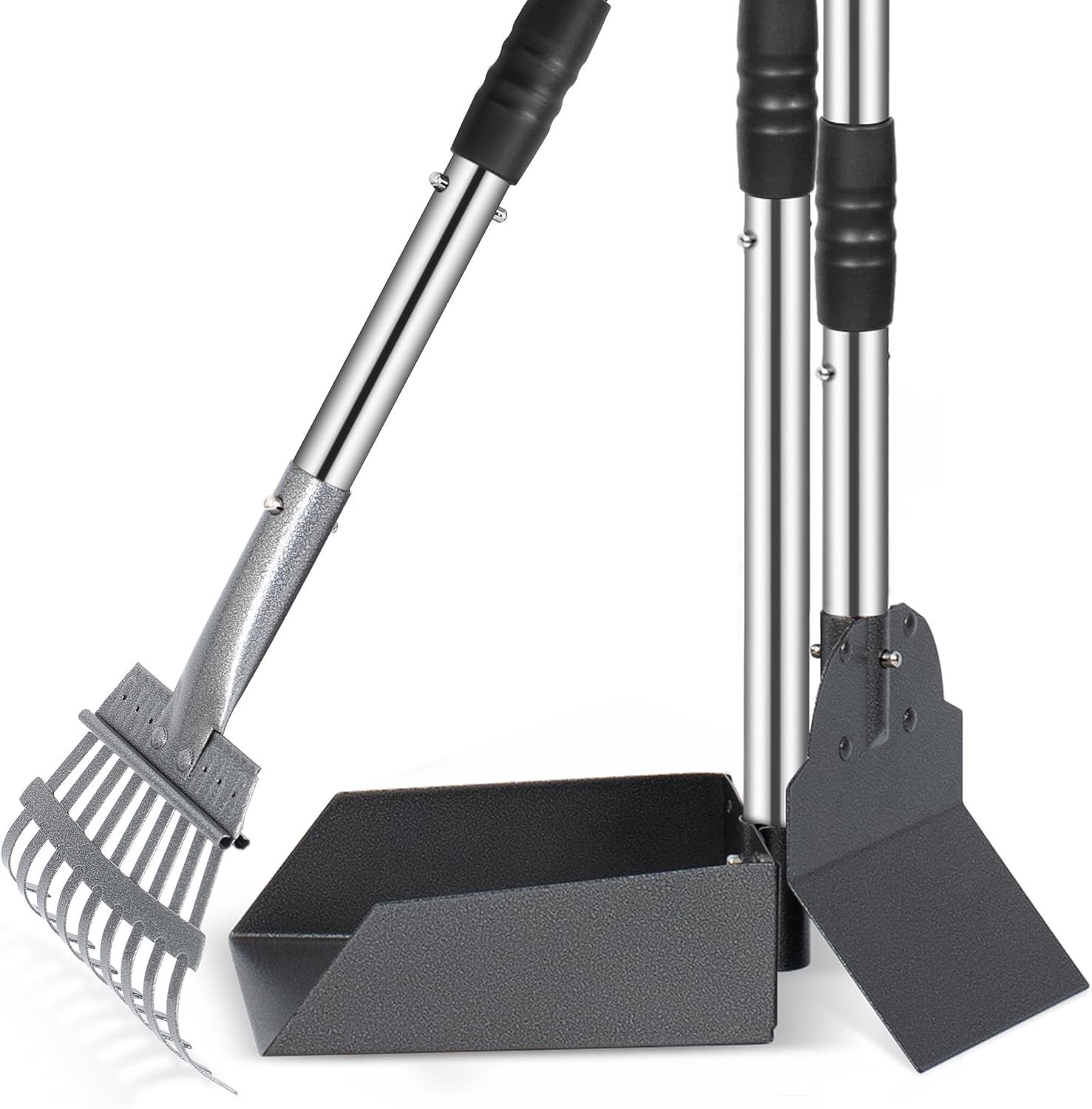 Large Metal Poop Tray & Rake for Pet Waste Removal