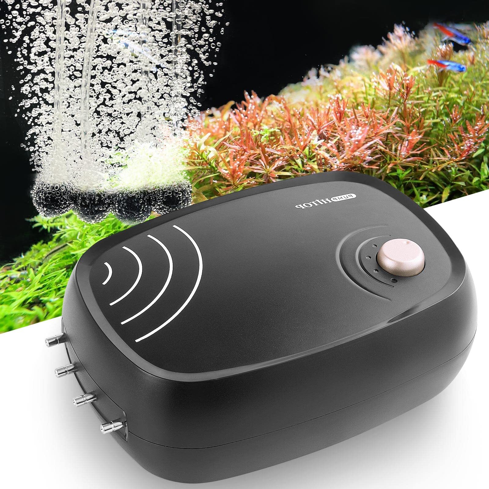 Powerful Aquarium Air Pump - 4 Outlets, 320GPH, Quiet Setup