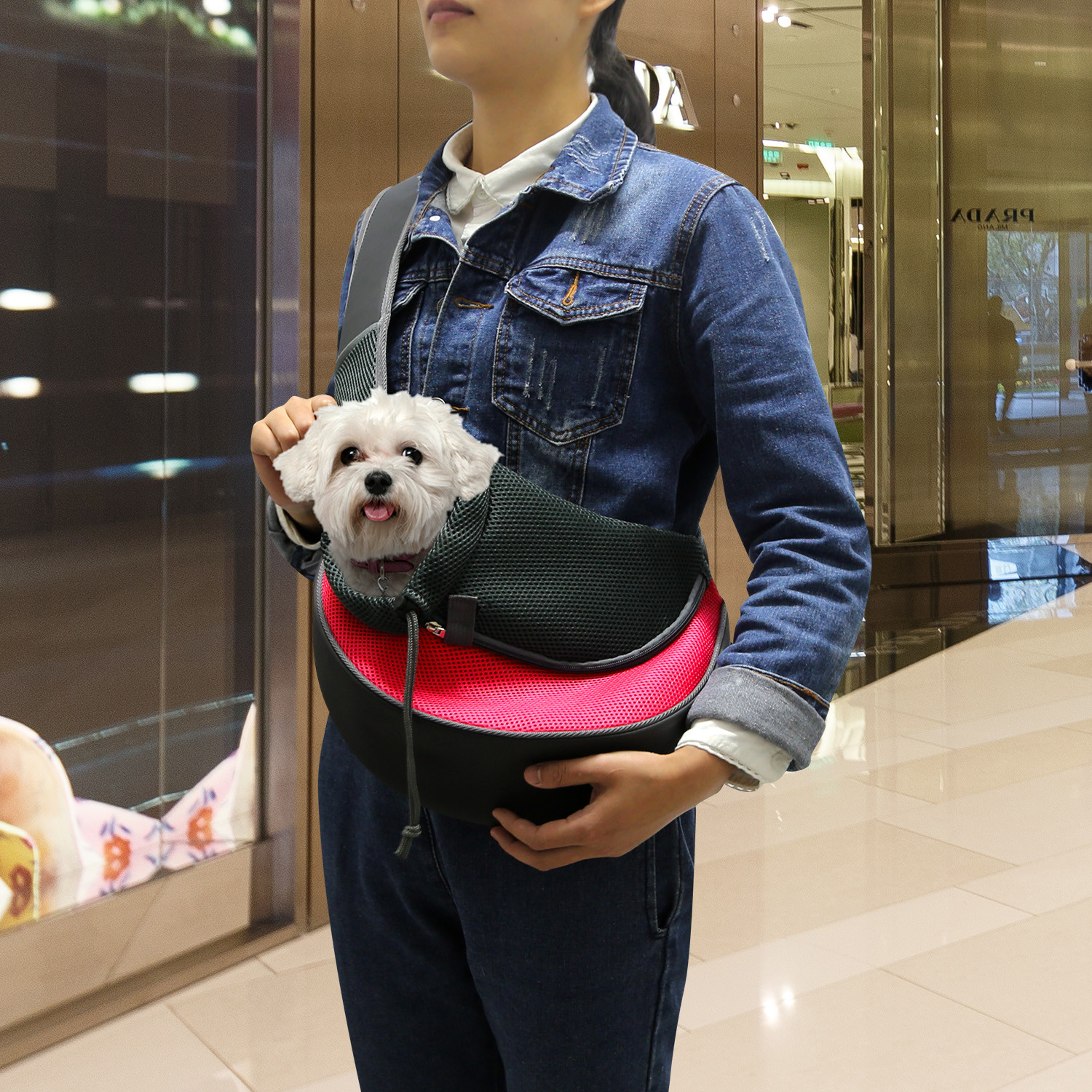 Pet Carrier Mesh Sling Tote Bag for Small Dogs and Puppies