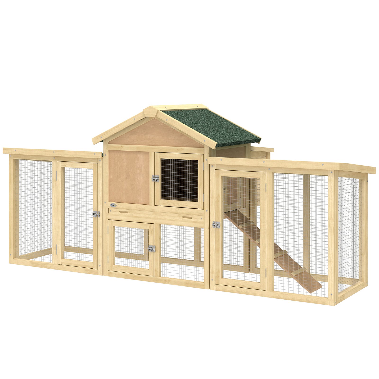 PawHut Wooden Chicken Nesting Box Dropping Tray - 80 Inch Ba...