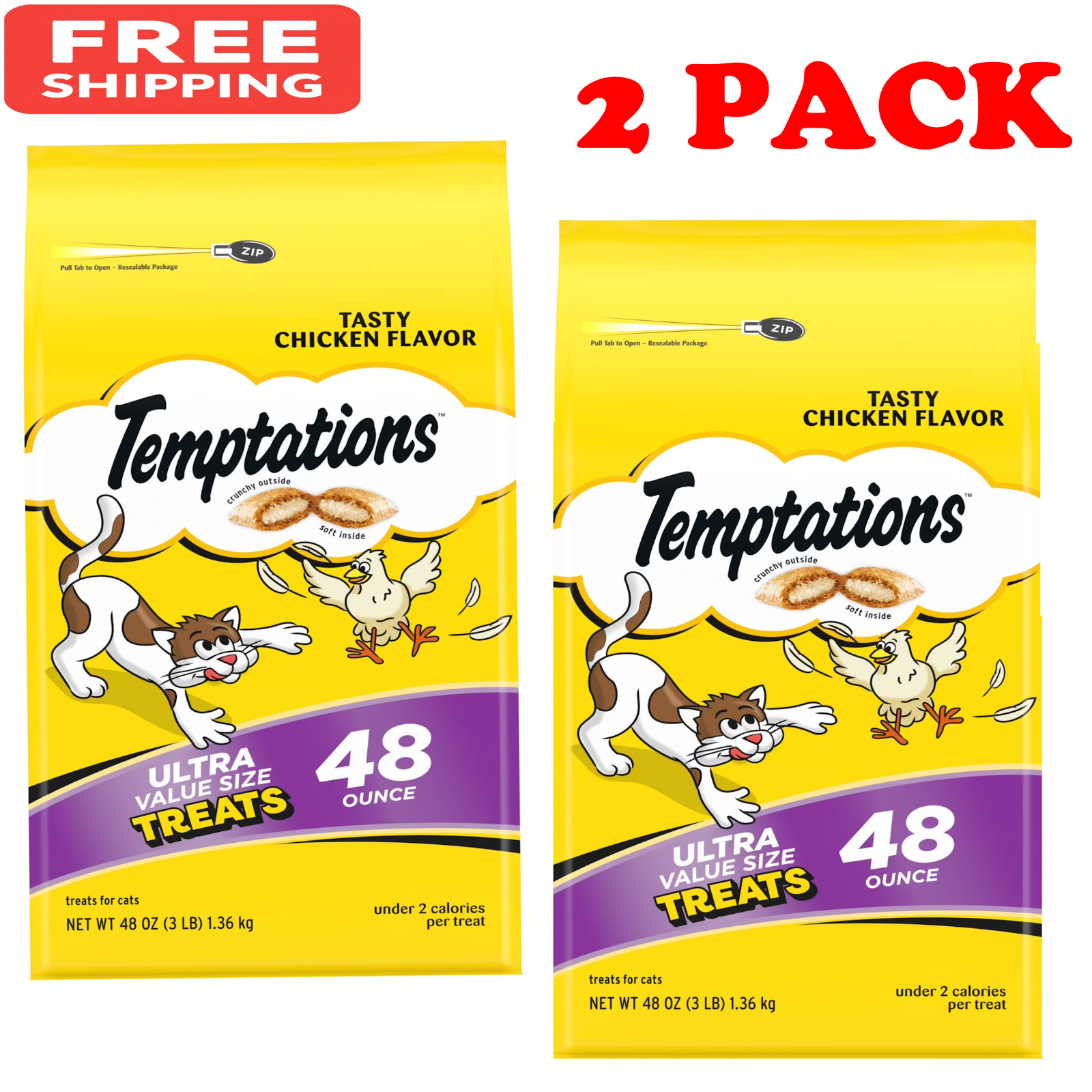 Temptations Classic Chicken Flavor Crunchy Cat Treats - 48 o...