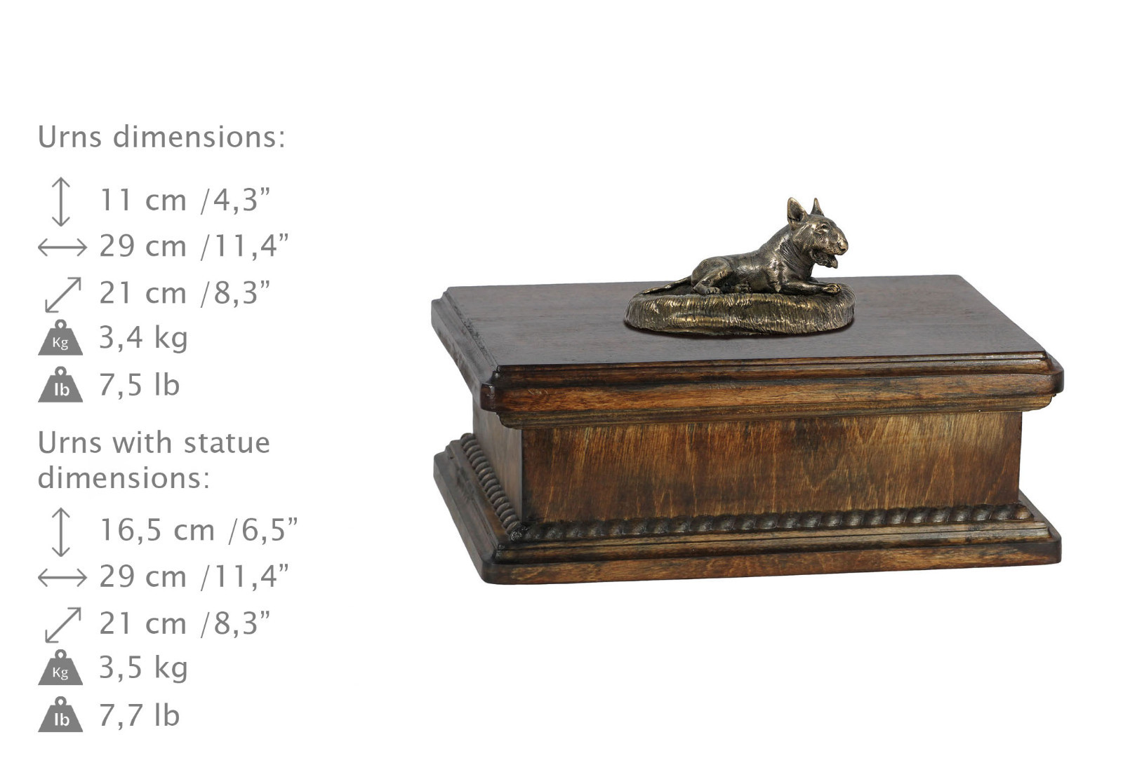 ArtDog Bullterrier Bronze Urn - Exclusive Dog Memorial