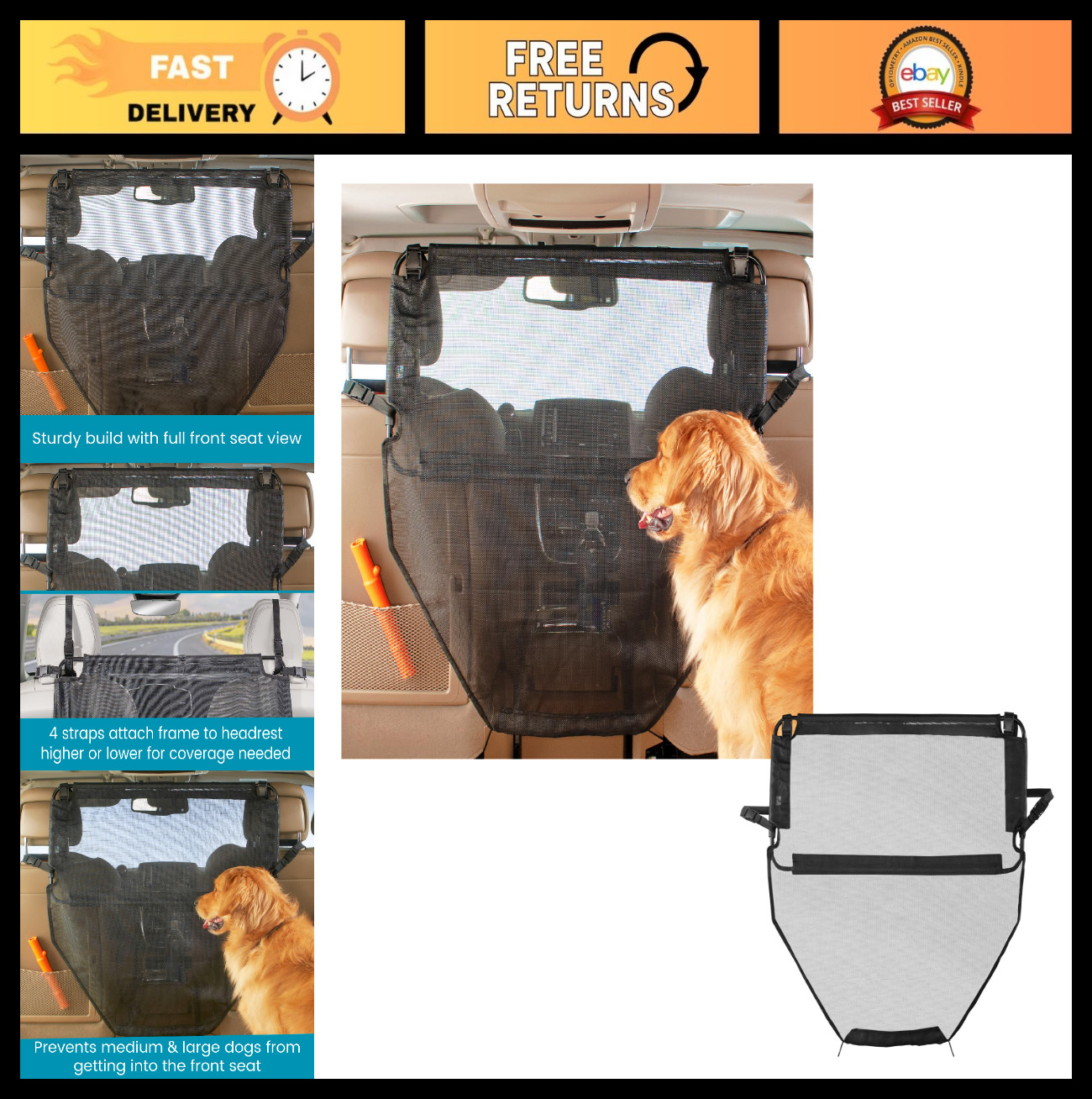 Metal Framed Dog SUV Seat Divider Barrier