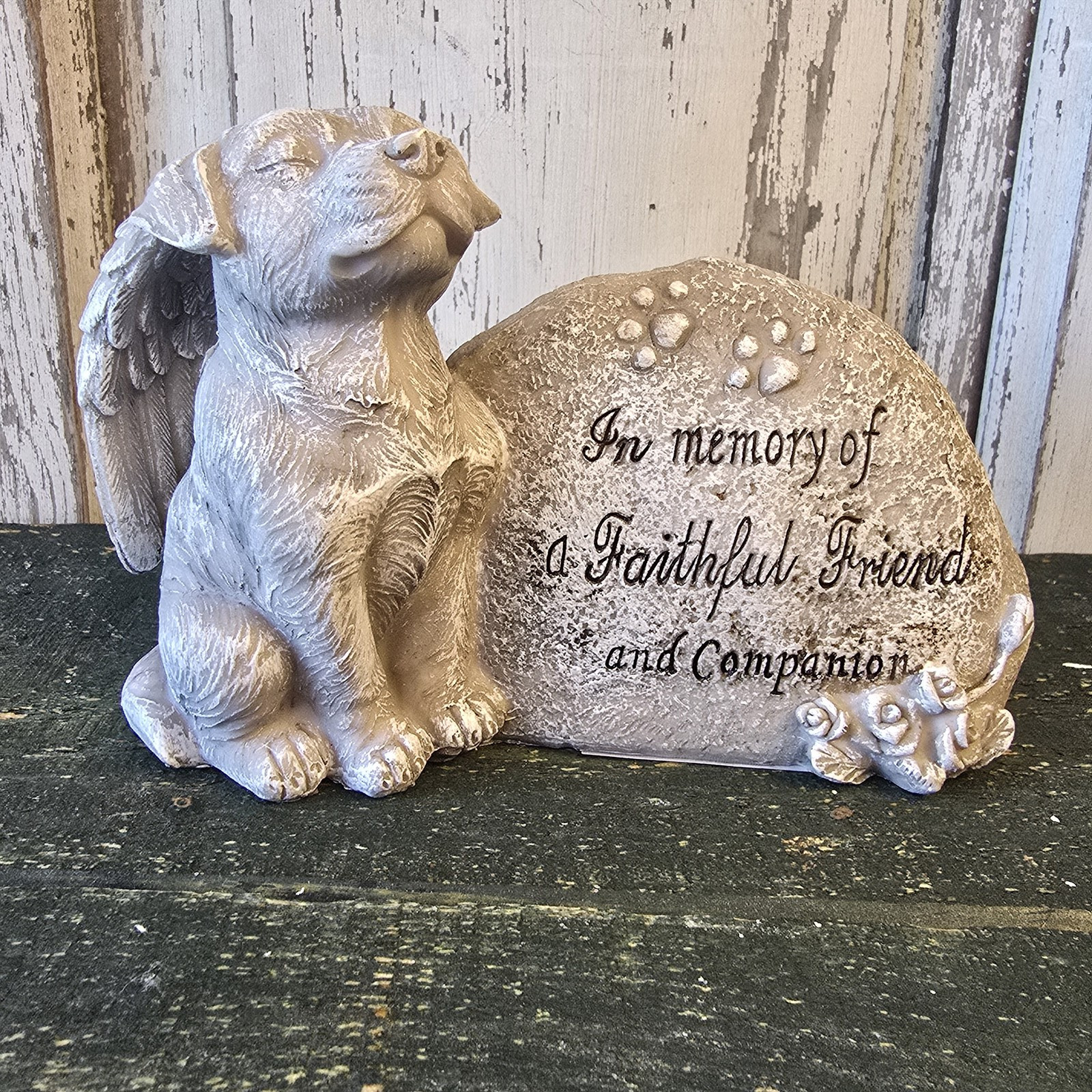 Napco Dog Angel Memorial Stone Pet Grave Marker - Faithful F...