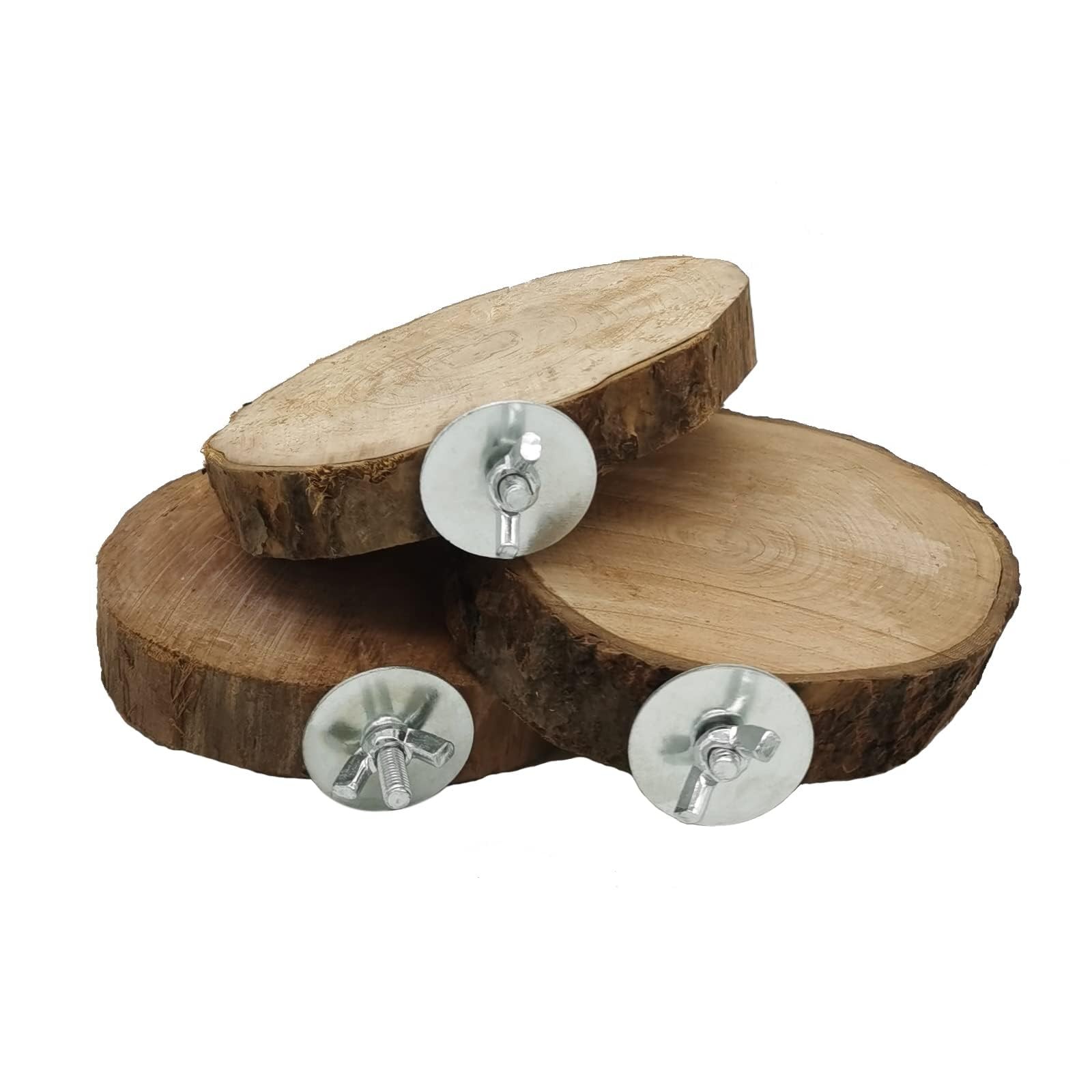 Natural Round Wooden Bird Cage Stand Platform Toy