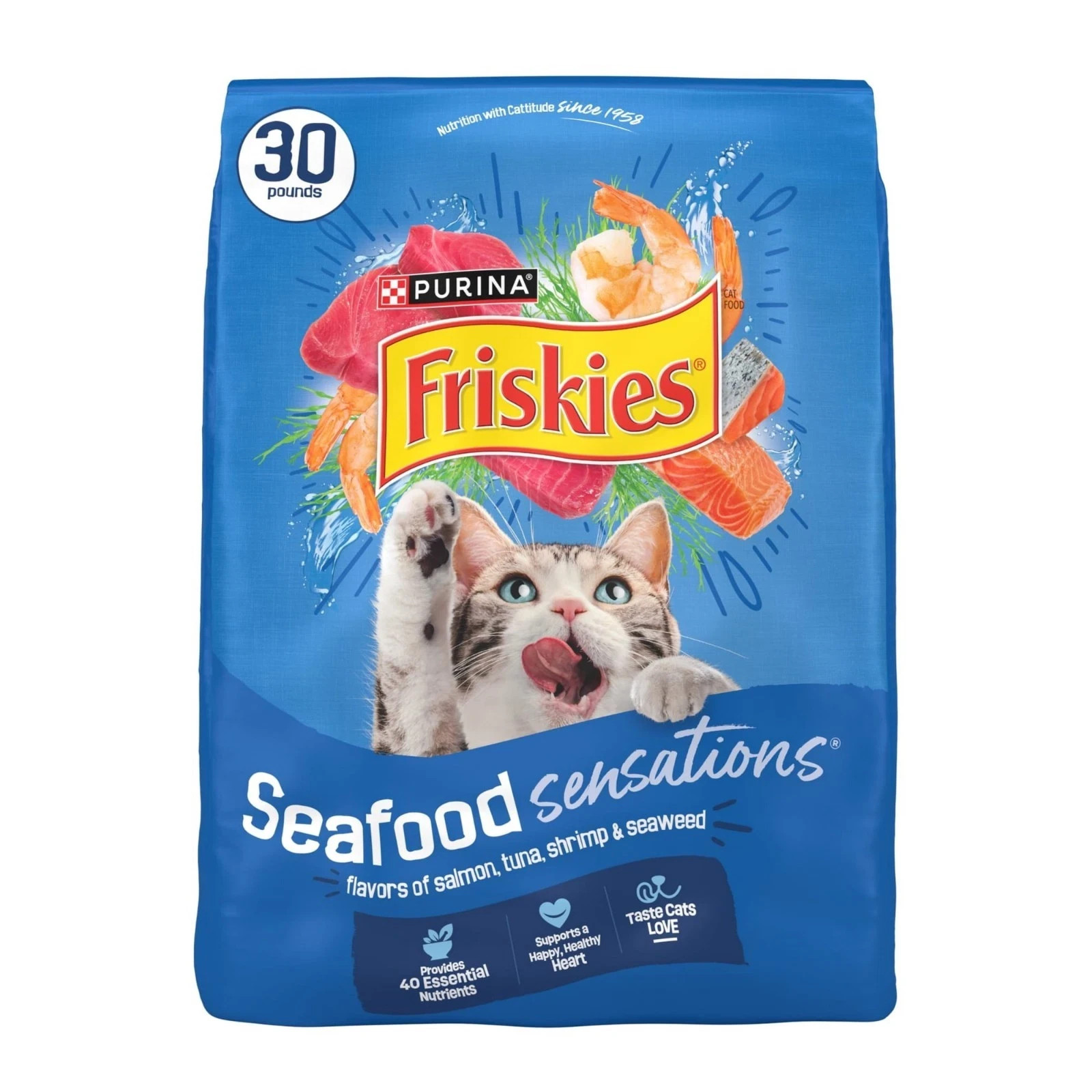 Purina Friskies Seafood Sensations Dry Cat Food - 30 lb Bag