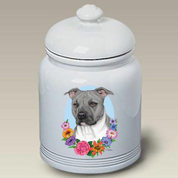 Blue Pit Bull Terrier Treat Jar