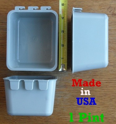 12 Pcs Gray 1 Pint Hanging Water Feed Cage Cups Poultry Game...
