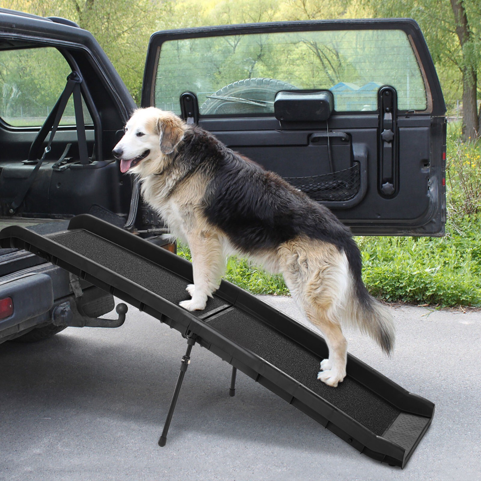 Portable Dog Ramp - Large Pet Folding Car SUV Ladder Step Ba...