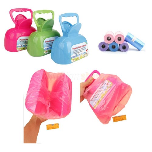 Pet Dog Pooper Scooper Poop Clearing Tool + 5 Rolls Waste Ba...