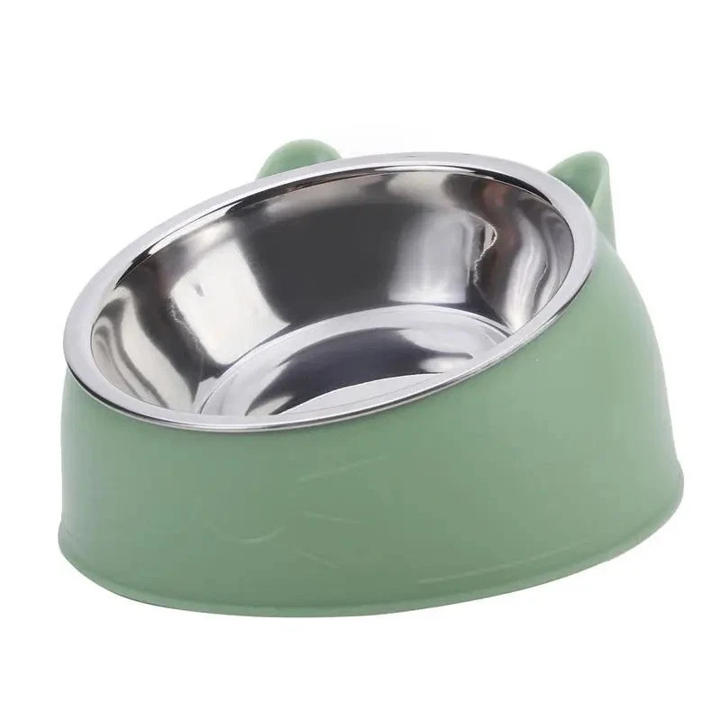 Stainless Steel Cat Bowl Kitten Puppy Feeder Set - 15° Incli...