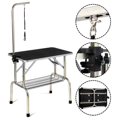 New Large Portable Pet Dog Cat Grooming Table Dog Show W/Arm...