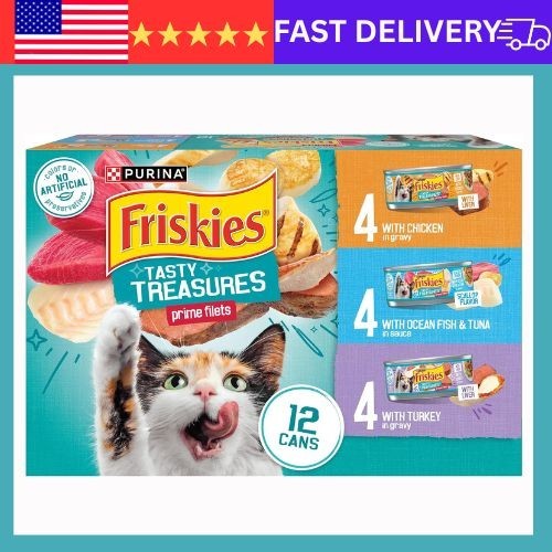 Purina Friskies Wet Cat Food Variety Pack - 12 Count Tasty T...
