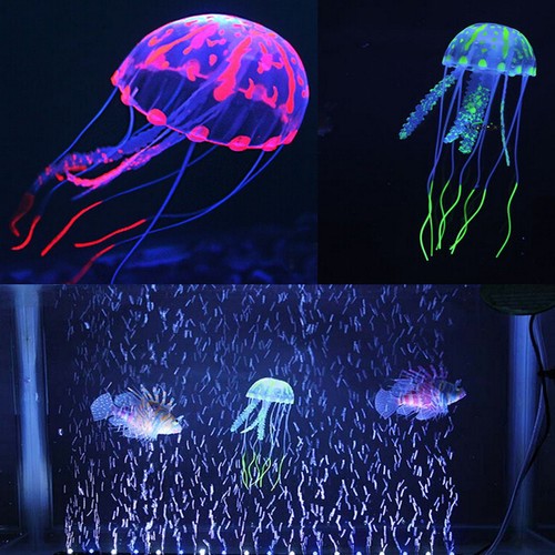 5.5" Glowing Effect Jellyfish Ornament Fish Tank Aquarium Ar...