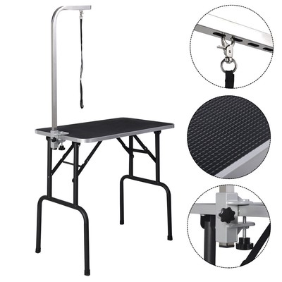 Goplus 30''H Adjustable Pet Dog Cat Grooming Table W/Arm&Noo...