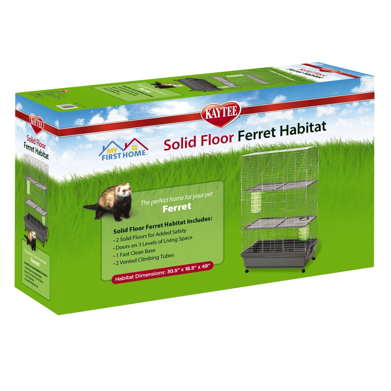 KAYTEE Ferret Habitat 30.5"L x 18.5"W x 49"H Solid Floor Cag...