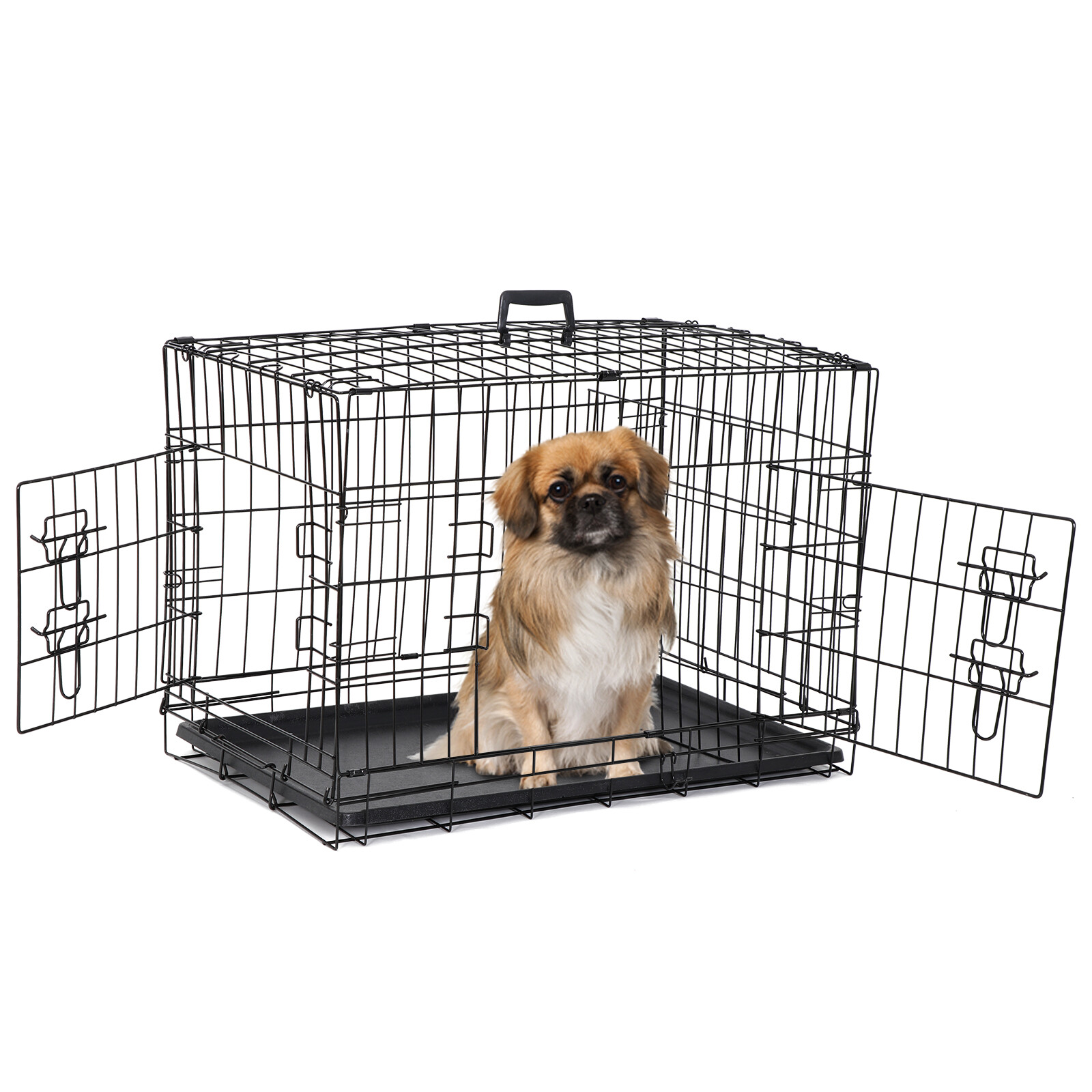 Dog Crate: 30"/36"/42 Inch Folding Metal Wire Kennel Cage Do...