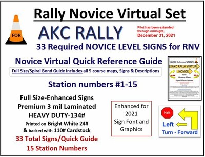 Akc Rally Novice Virtual Sign Set-33 Heavy Laminated Signs,...