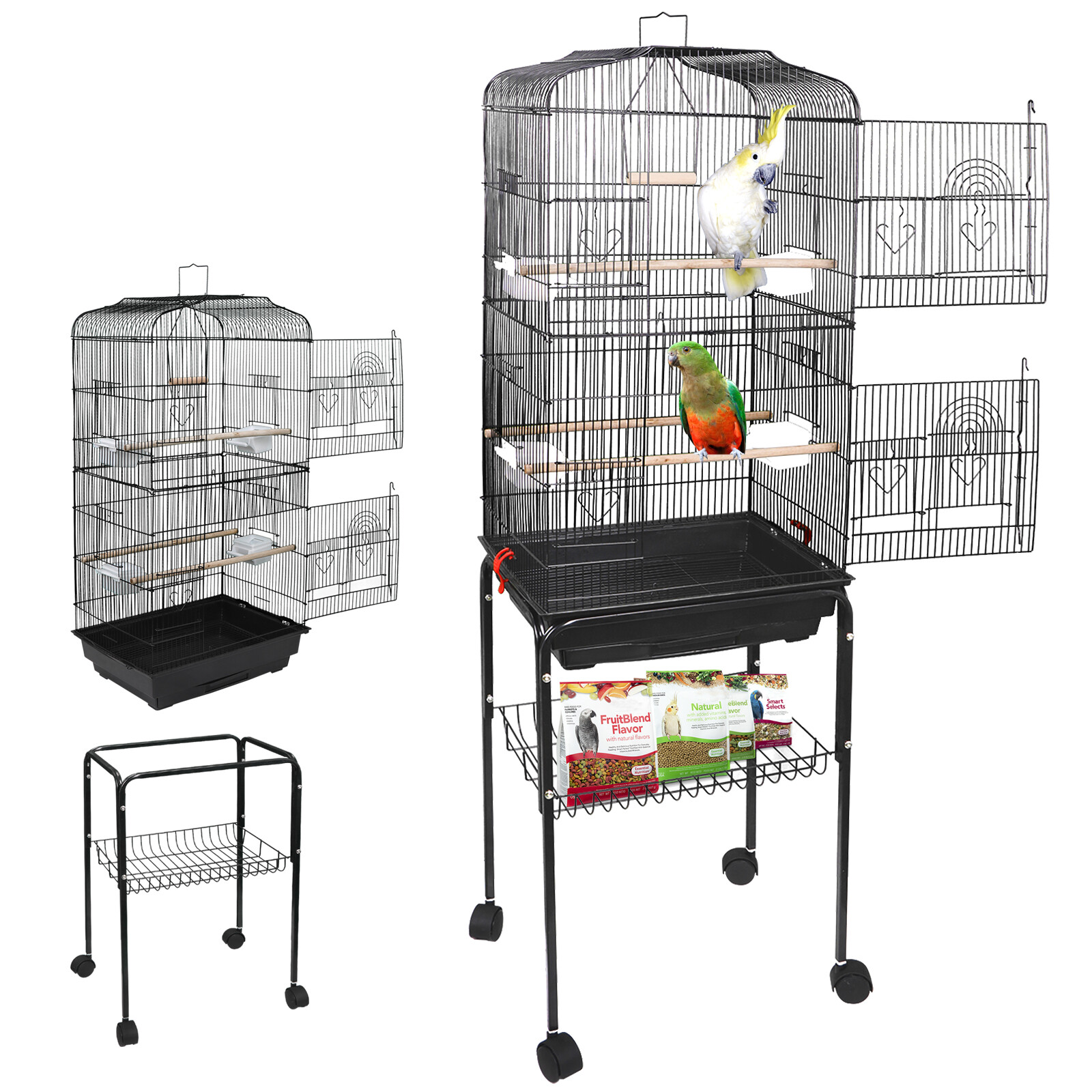Rolling Bird Cage Parakeet Finch Budgie Conure Lovebird Hous...