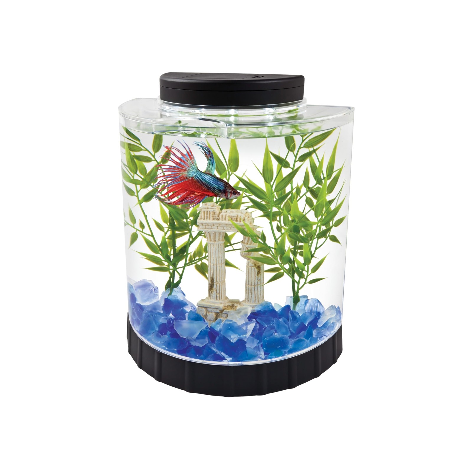 Tetra Half Moon Betta Tank - 1 Gallon Movable LED Light