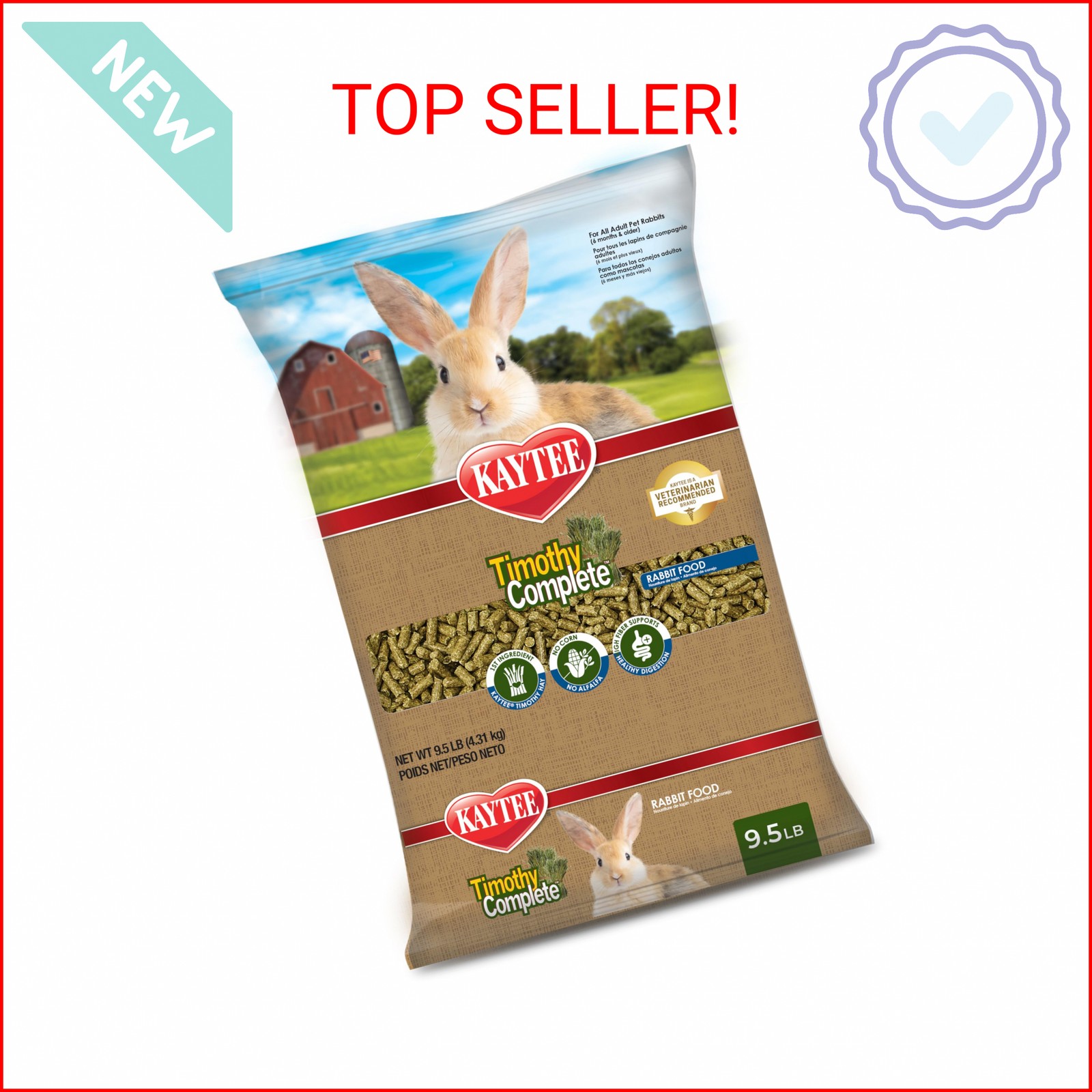 Kaytee Timothy Rabbit Food - High Fiber Timothy Hay Nutritio...
