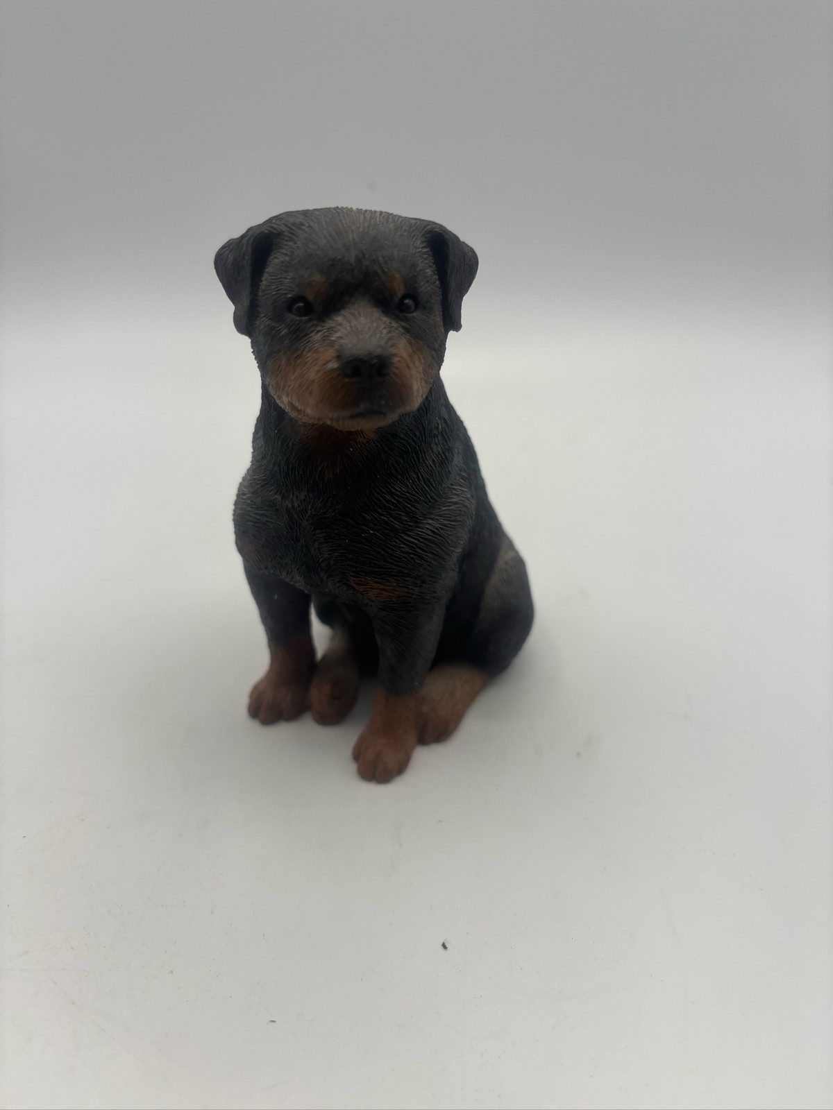 Rottweiler Puppy Figurine Sculpture - Black Tan Sitting Deco...