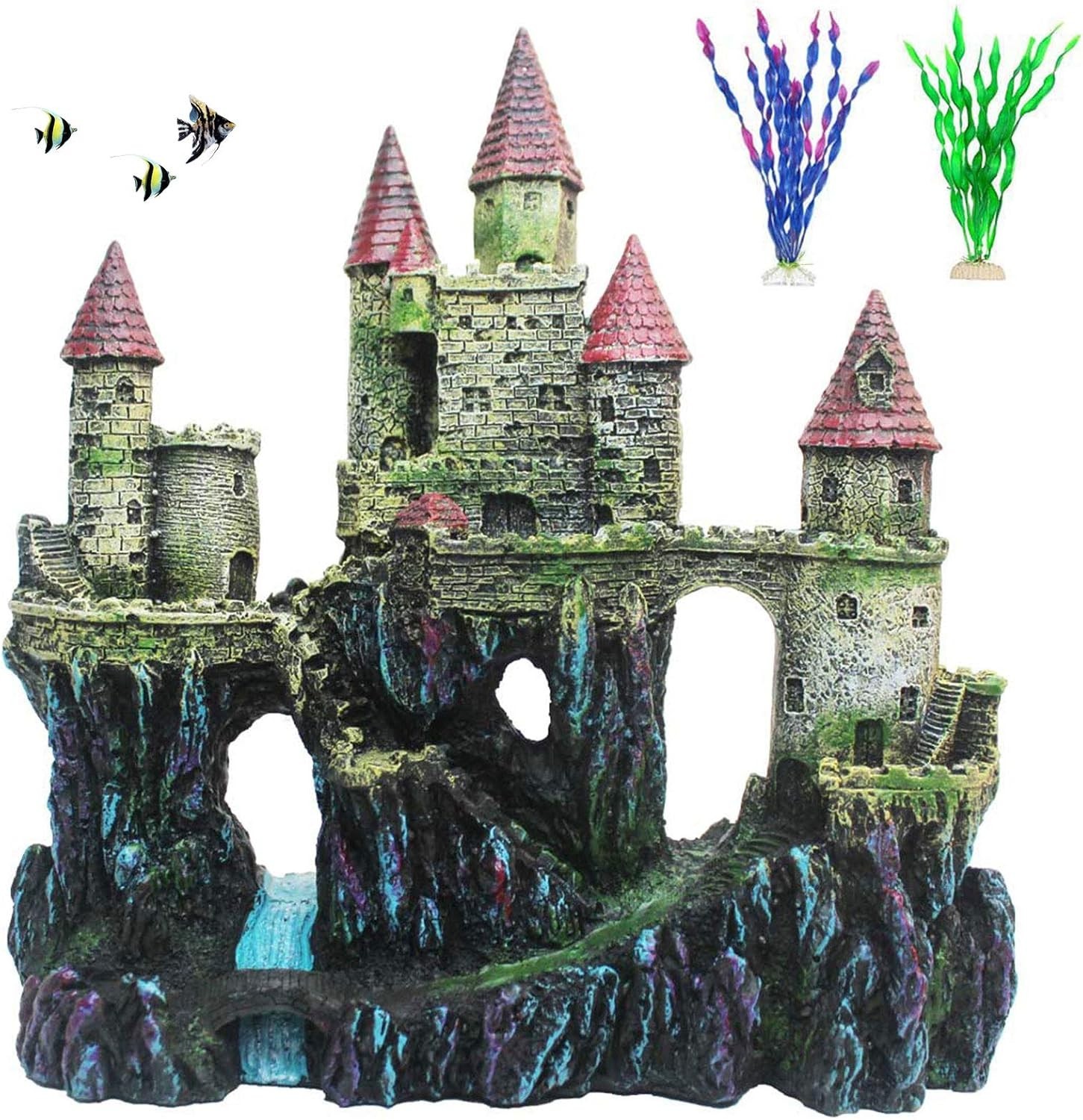 Resin Driftwood Castle Cave Decor for Fish Tank
