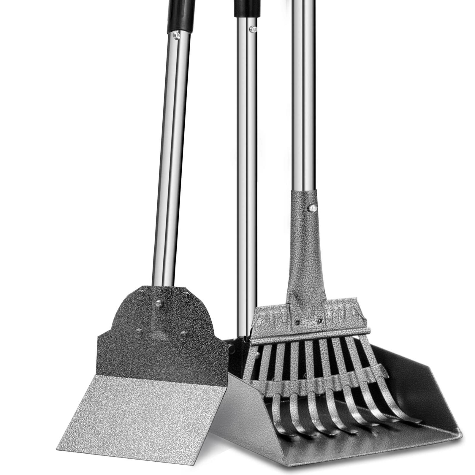 Dog Pooper Scooper Set - Adjustable Tray Rake & Spade (3 Pac...