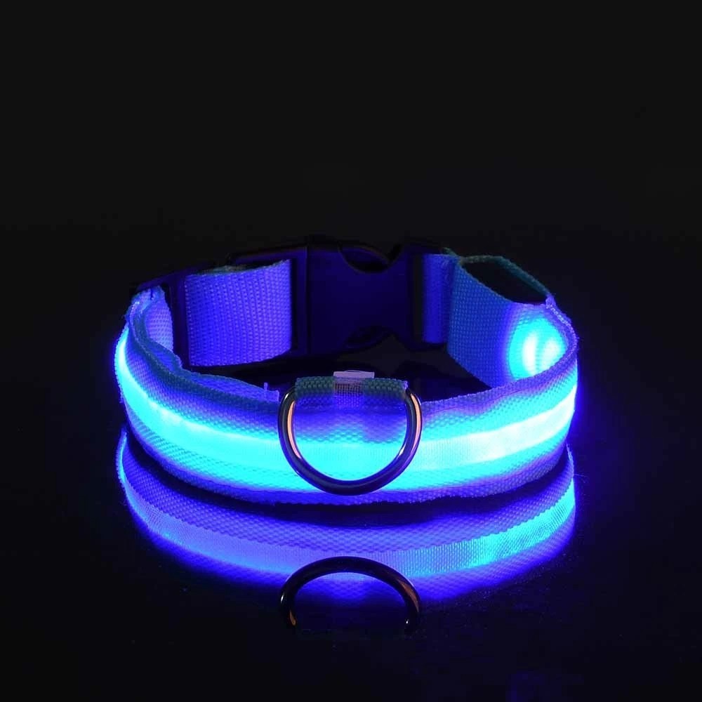 LED Flashing Dog Collar Nylon Safety Leash Pet Night Strap
