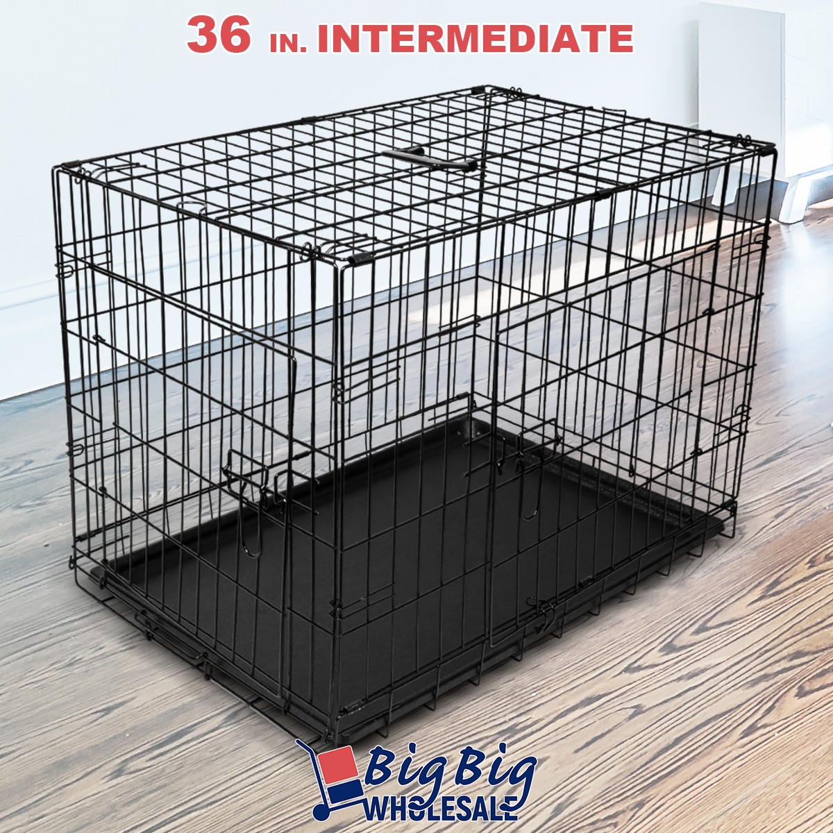 Intermediate Portable Dog Crate Kennel (36 Inch) with 2 Door...