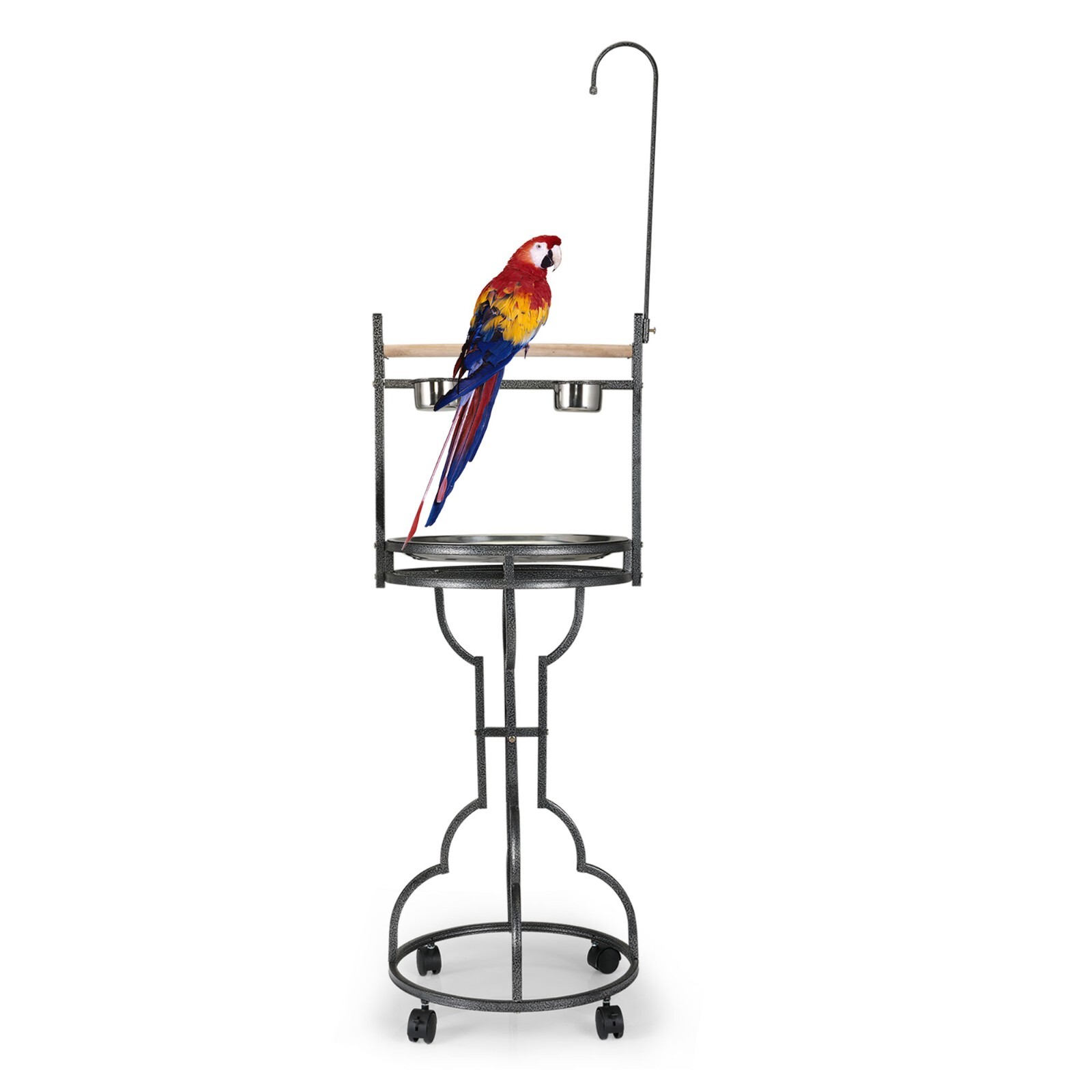 Wrought Iron Parrot Playstand Toy Stand, 72" Rolling Wheel