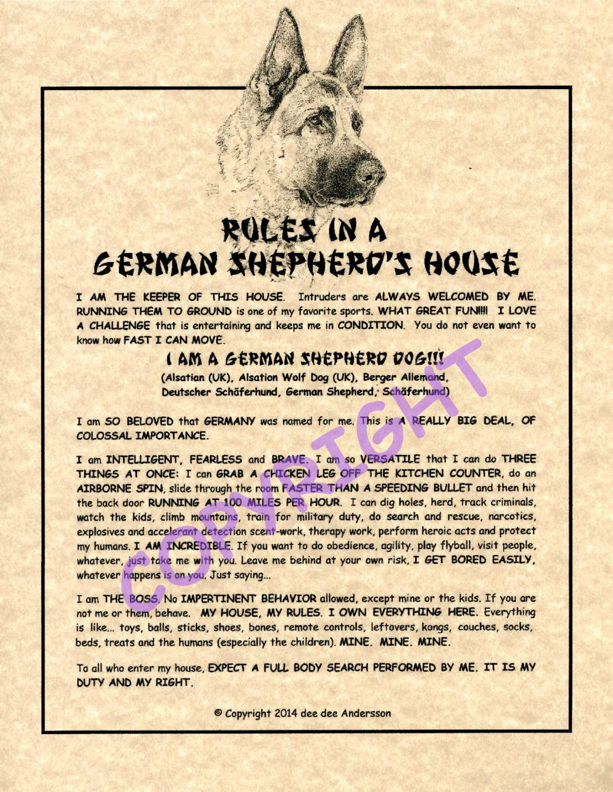 Rules in a German Shepherd's House