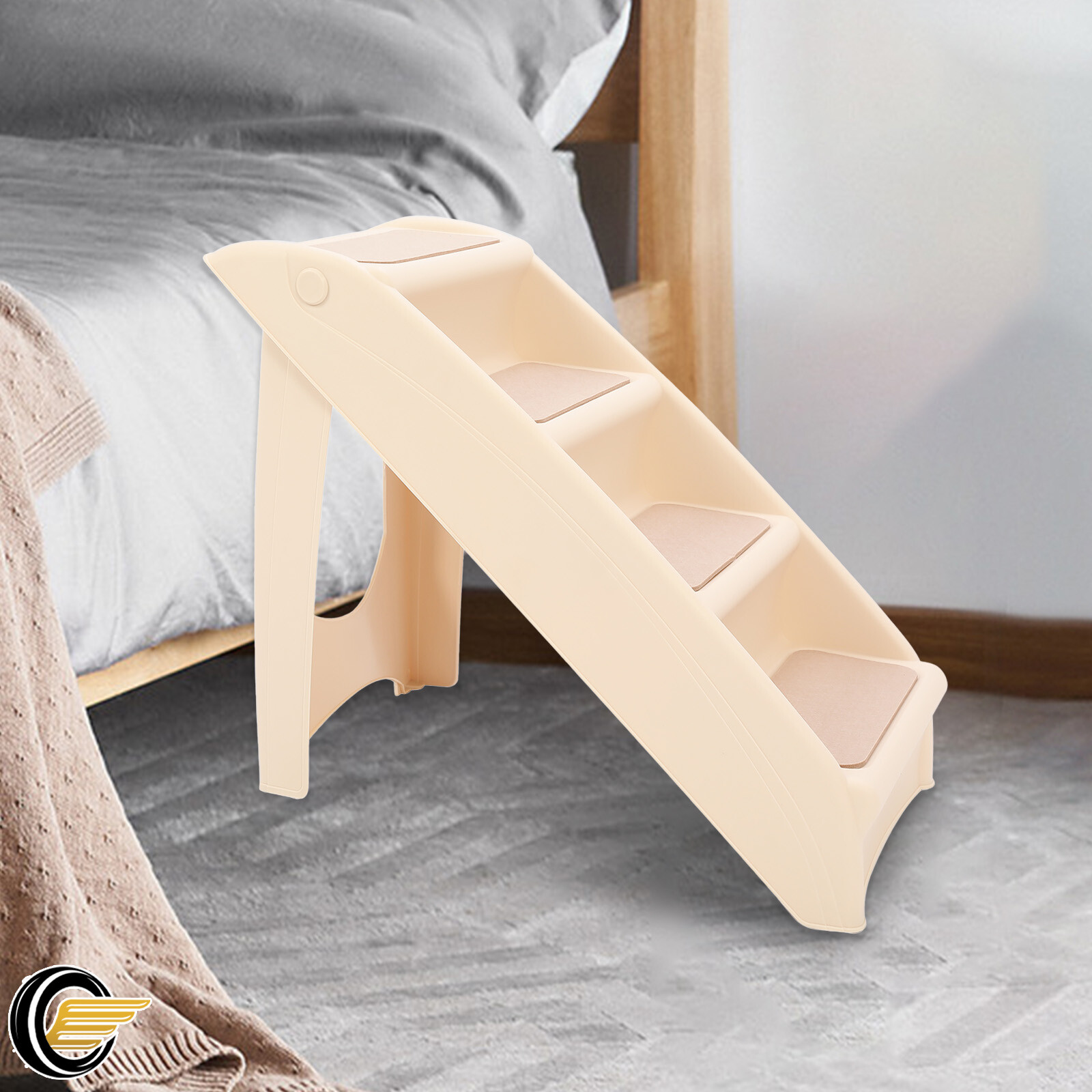 Dog Foldable Pet Stairs Support Frame with 4 Non-Slip Steps