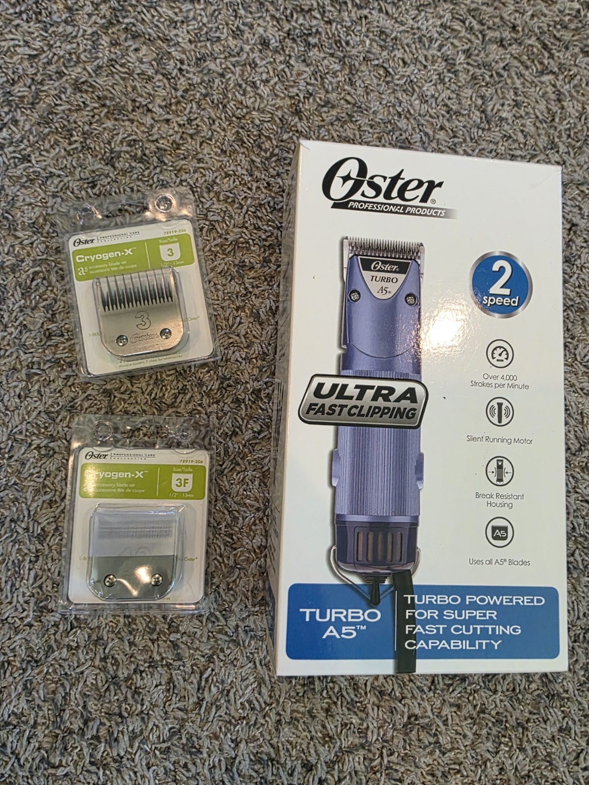 Oster A5 Turbo 2 Speed Heavy Duty Clipper Cryogen X 10 Blade...