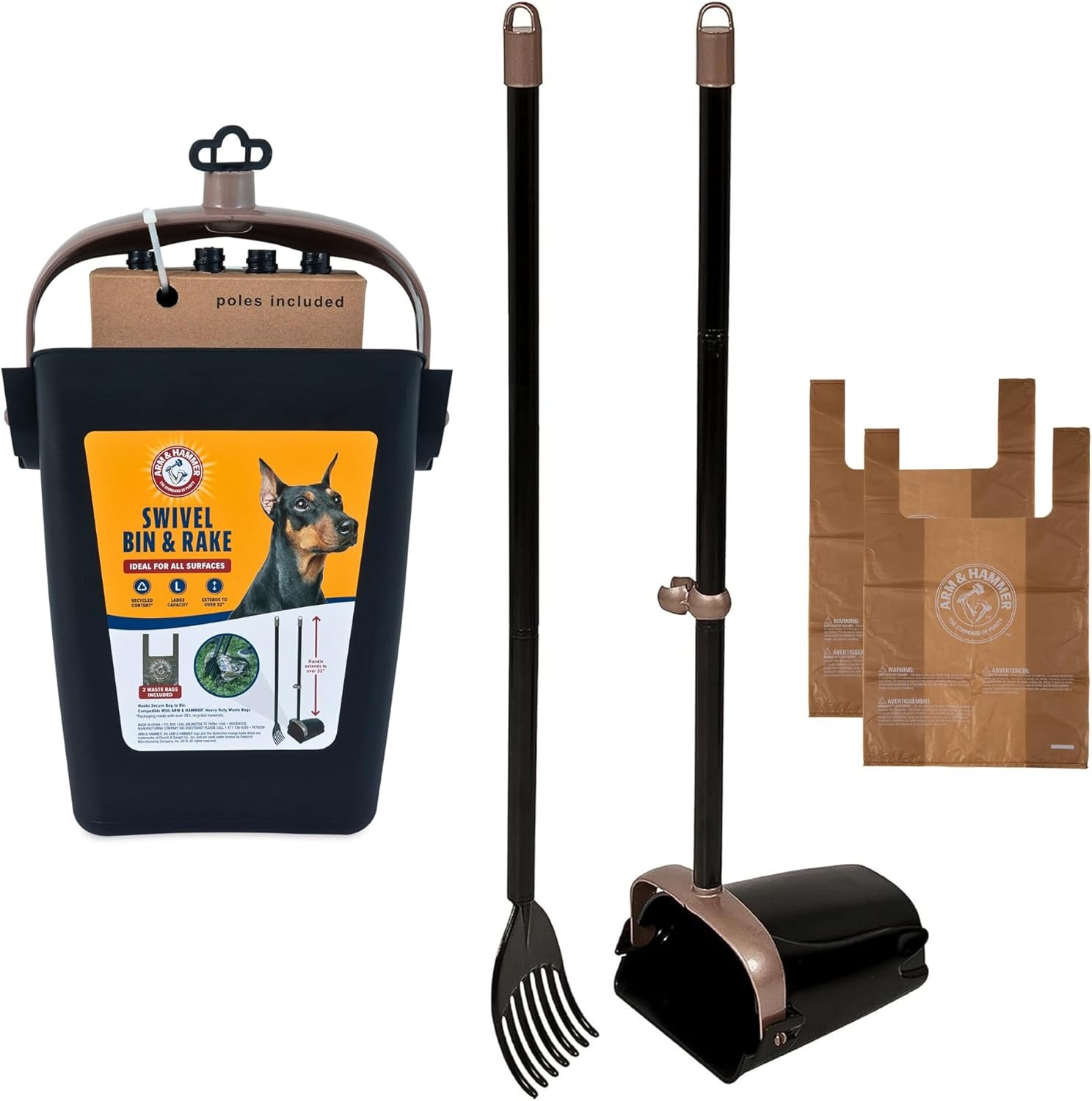 Arm & Hammer Dog Poop Scooper Swivel Bin & Rake