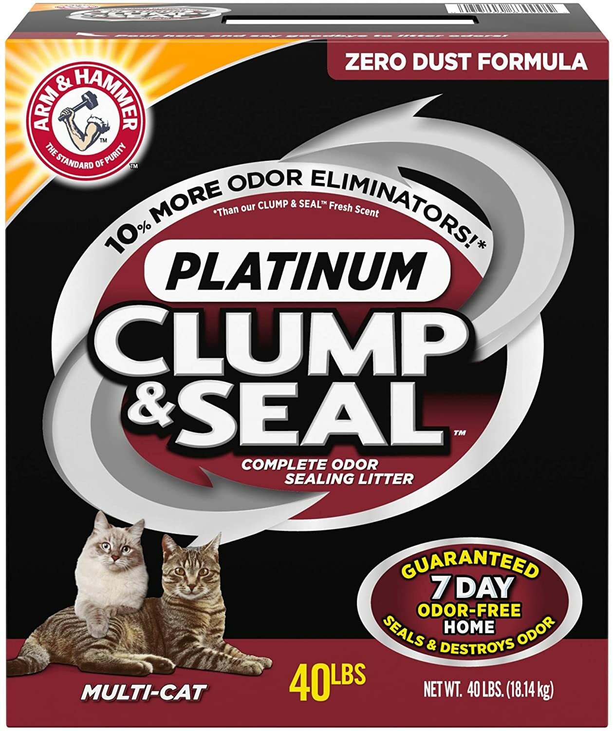 Arm &Amp; Hammer Platinum Clump &Amp; Seal Cat Litter, 40 Lb