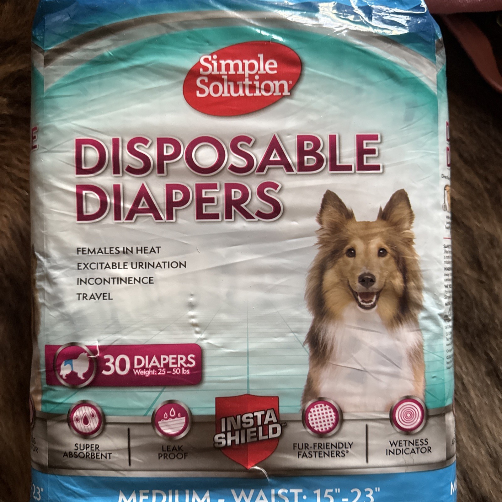 Simple Solution Disposable Dog Diapers Medium Pack - Leak Pr...