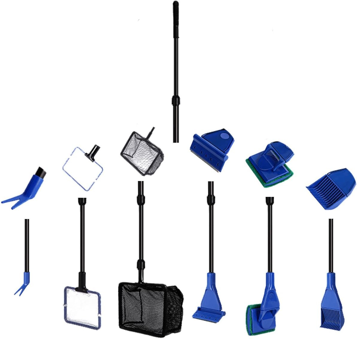 Fish Tank Cleaning Tool Set - 6-In-1 Nets, Sponge Brush