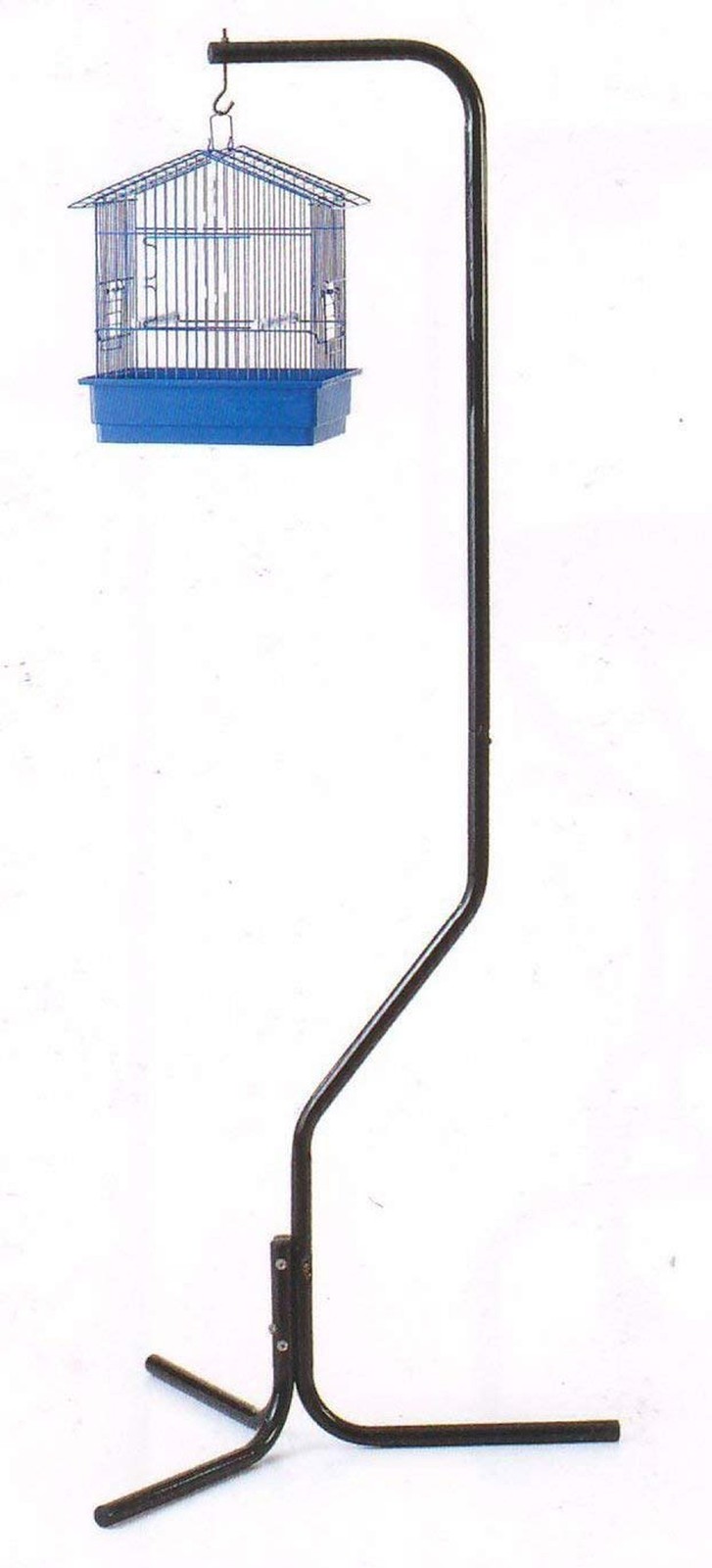 Metal Hook Bird Cage Stand Tubular Steel Black