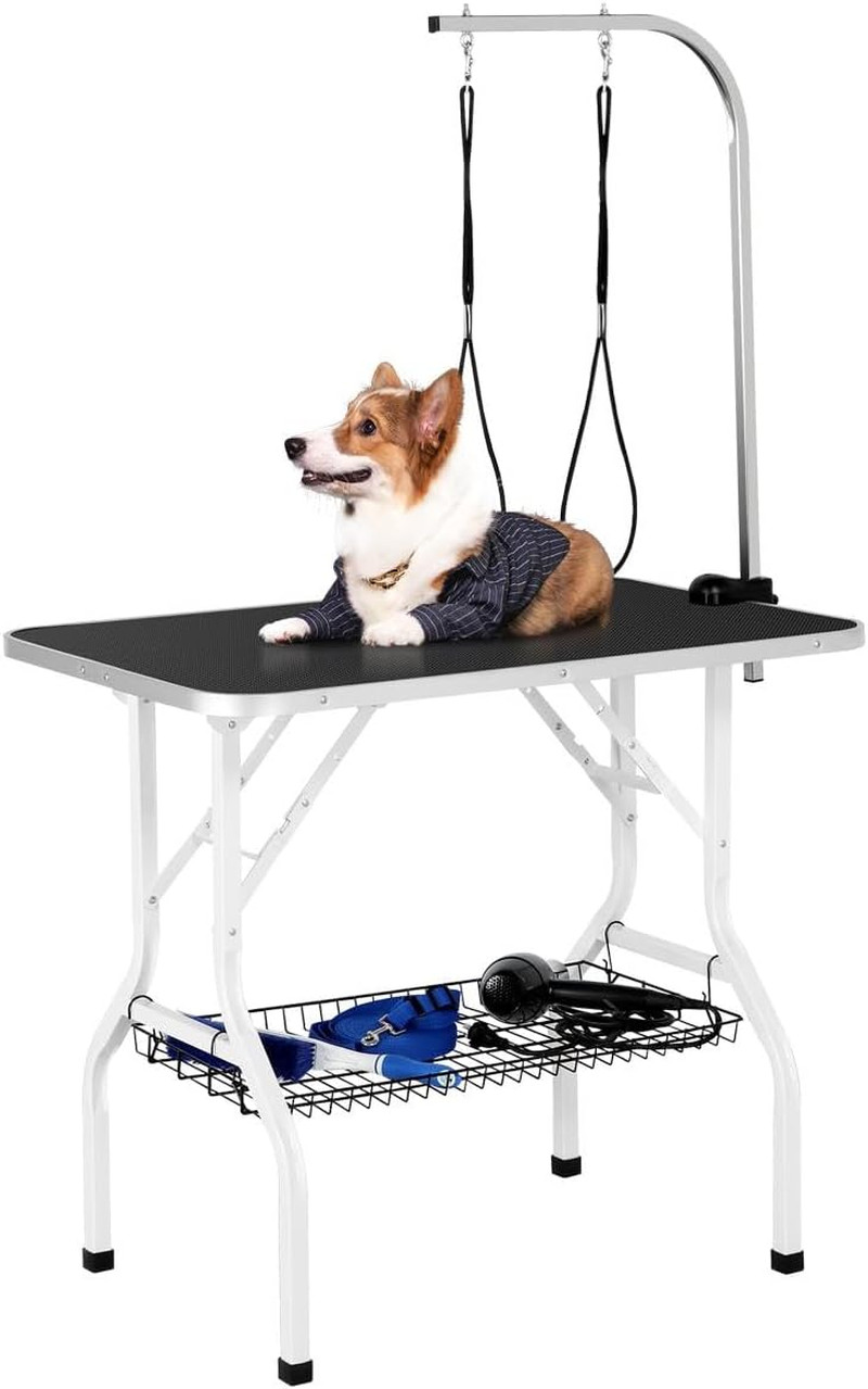 Dog Grooming Table - Foldable Adjustable Mesh Tray, 36 Inch...