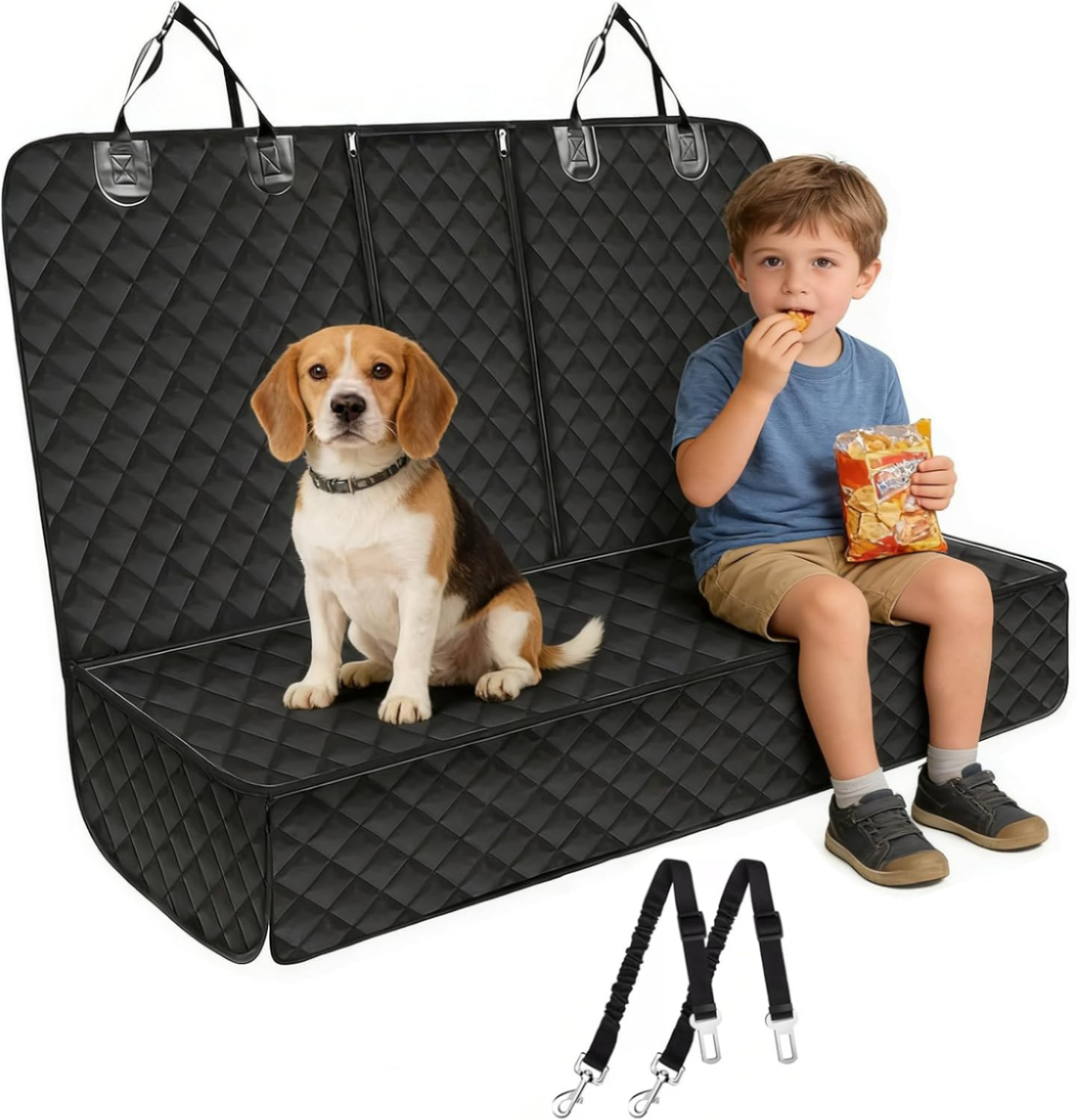 Waterproof Dog Hammock Rear Seat Cover - Black Back Seat Mat