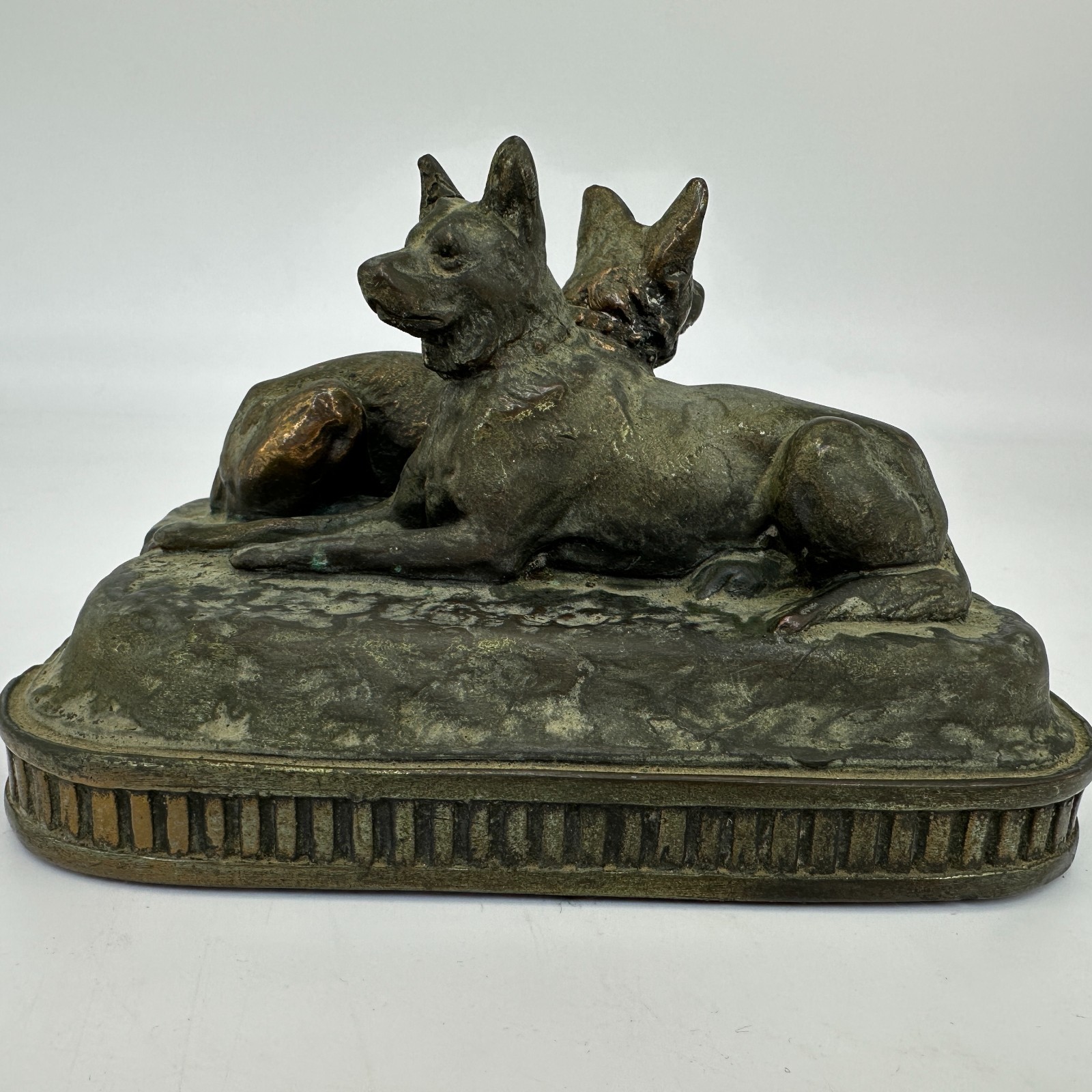 Antique Art Deco German Shepherd Dog Bookends Pair - 1920s N...