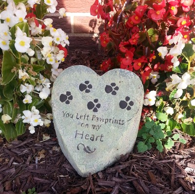 Pet Memorial Stone You Left Paw Prints On My Heart Cat Dog G...