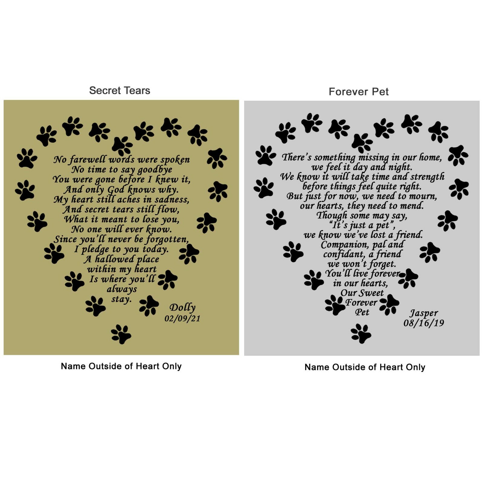 Personalized Pet or Human Poem Plate Frame - 4x6 Engraved