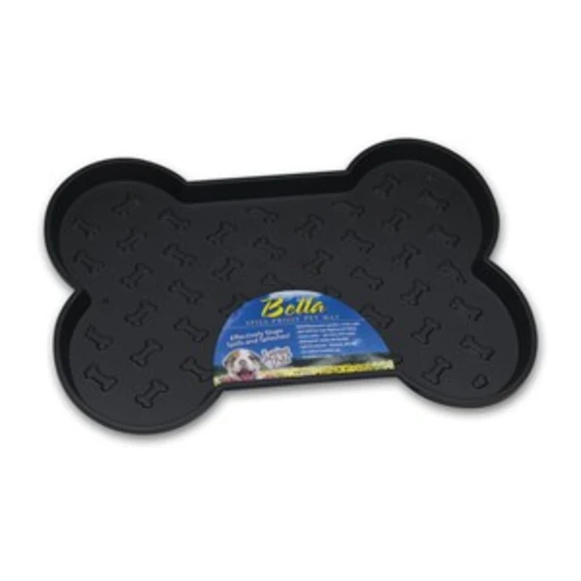 Loving Pets Bella Bone-Shaped Spillproof Dog Mat - Small Bla...