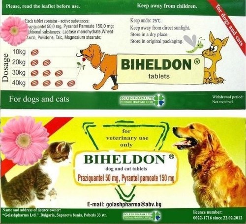 10 Biheldon Tablets Broad Spectrum All Wormer Cat .Kitten. D...